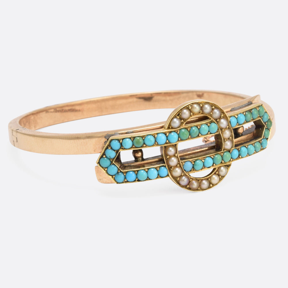 Victorian Turquoise & Pearl Infinity Bangle
