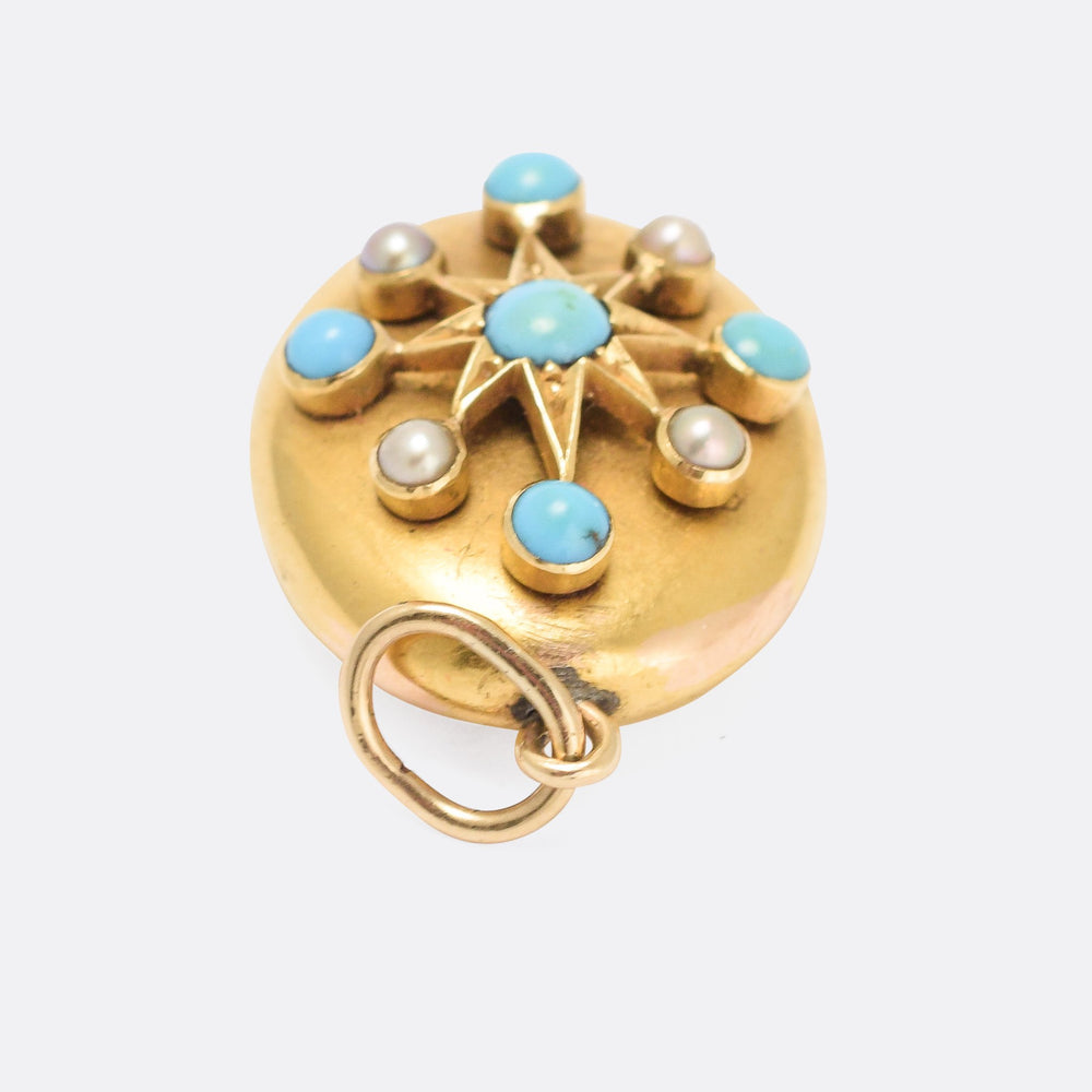 Victorian Turquoise & Pearl Star Pendant