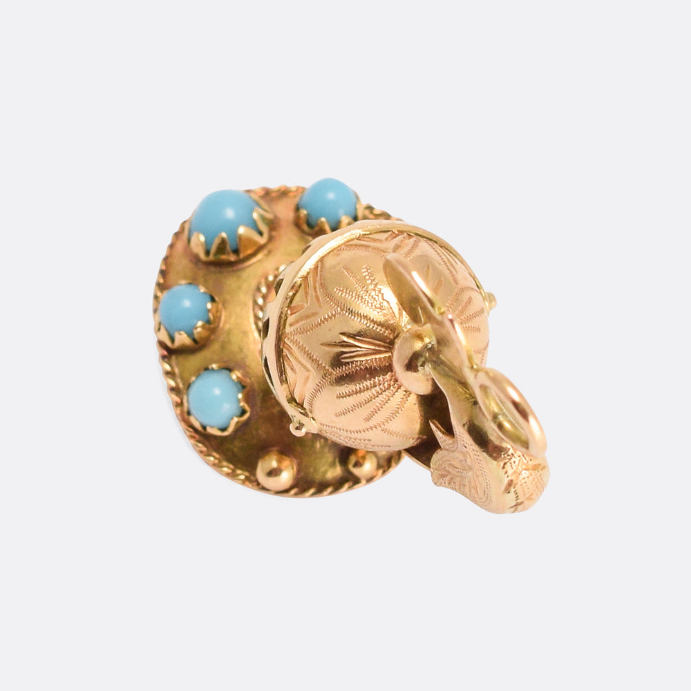 Victorian Turquoise Set Knight's Helm Pendant