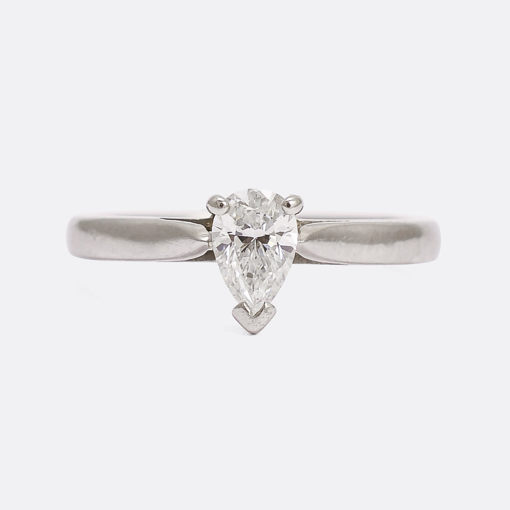 Vintage .52ct Pear Cut Diamond Solitaire Engagement Ring