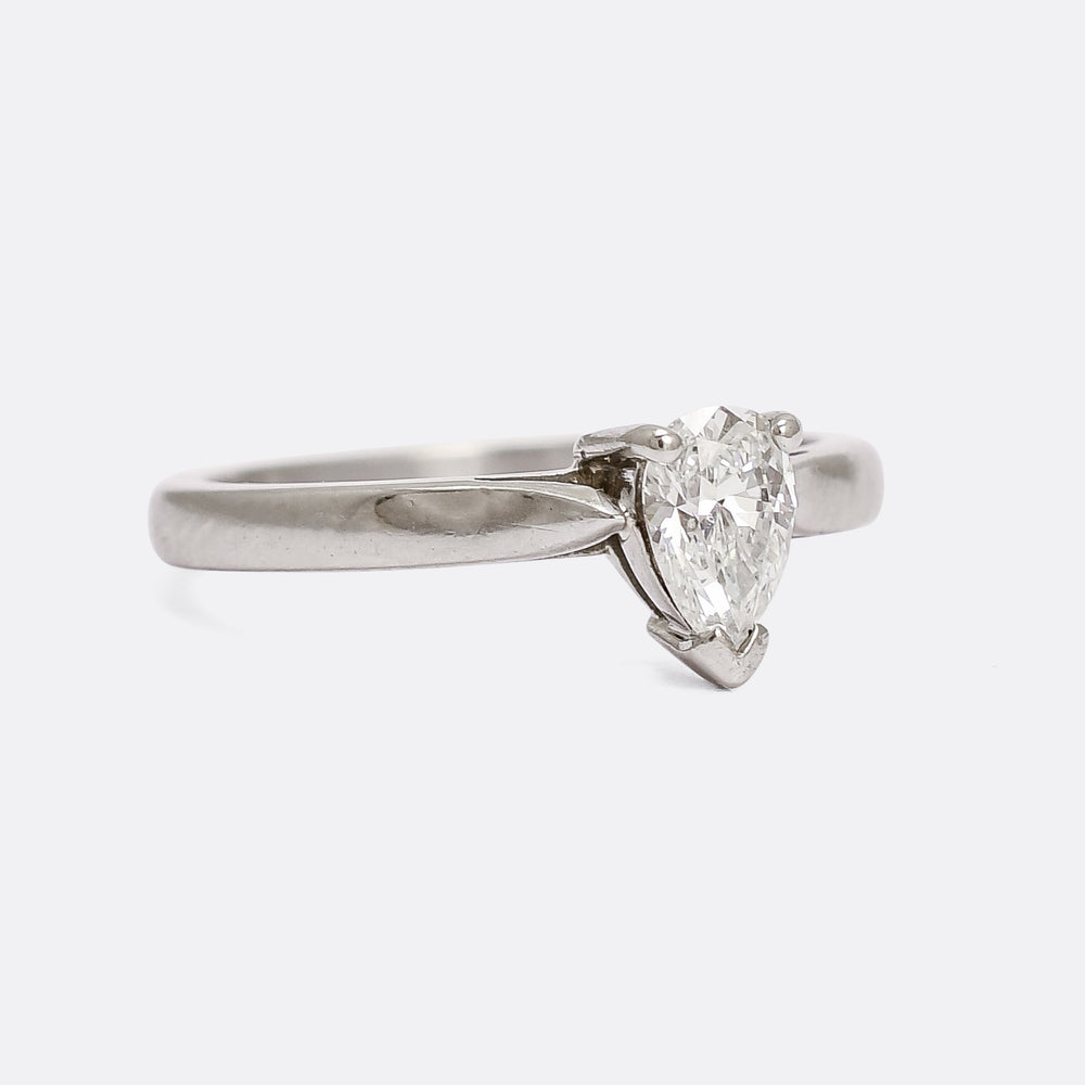 Vintage .52ct Pear Cut Diamond Solitaire Engagement Ring