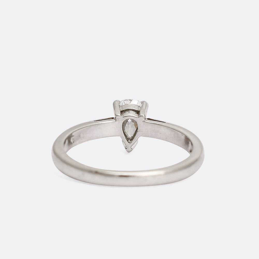 Vintage .52ct Pear Cut Diamond Solitaire Engagement Ring