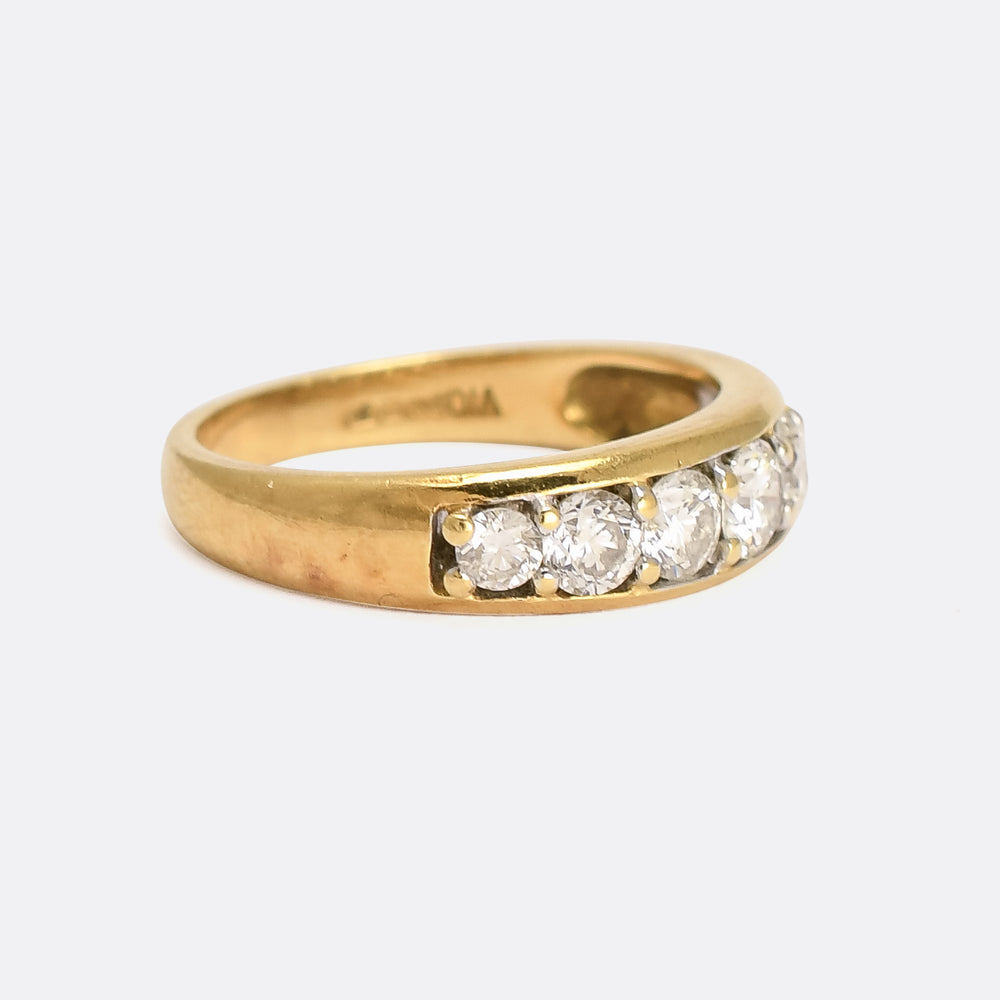 Vintage  1.17ct Brilliant Cut Diamond Half-Hoop Ring