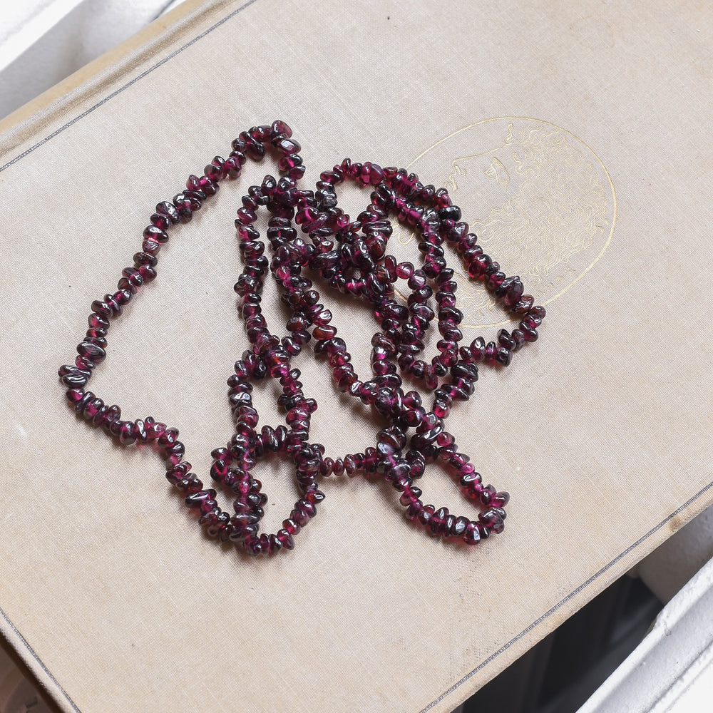 Vintage Almandine Garnet Bead Opera Necklace