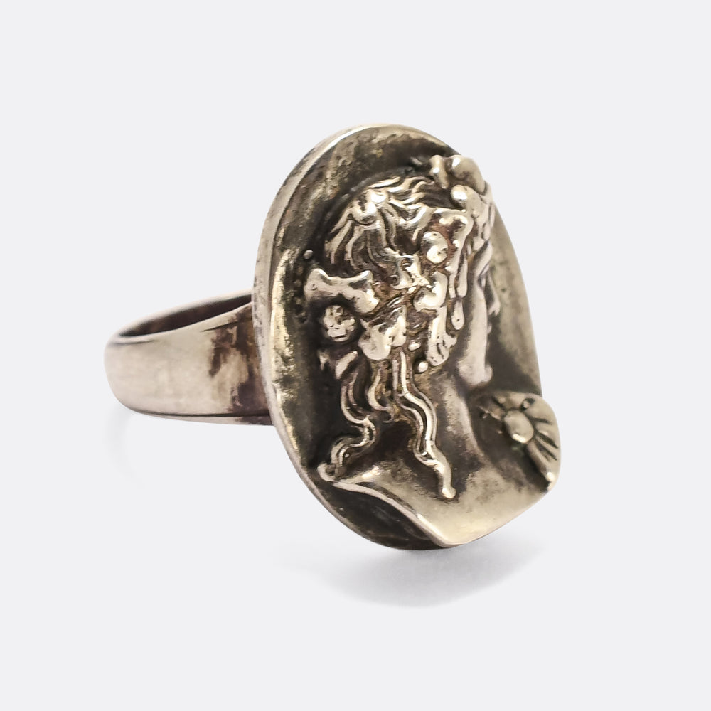 Vintage Antinous Silver Cameo Ring