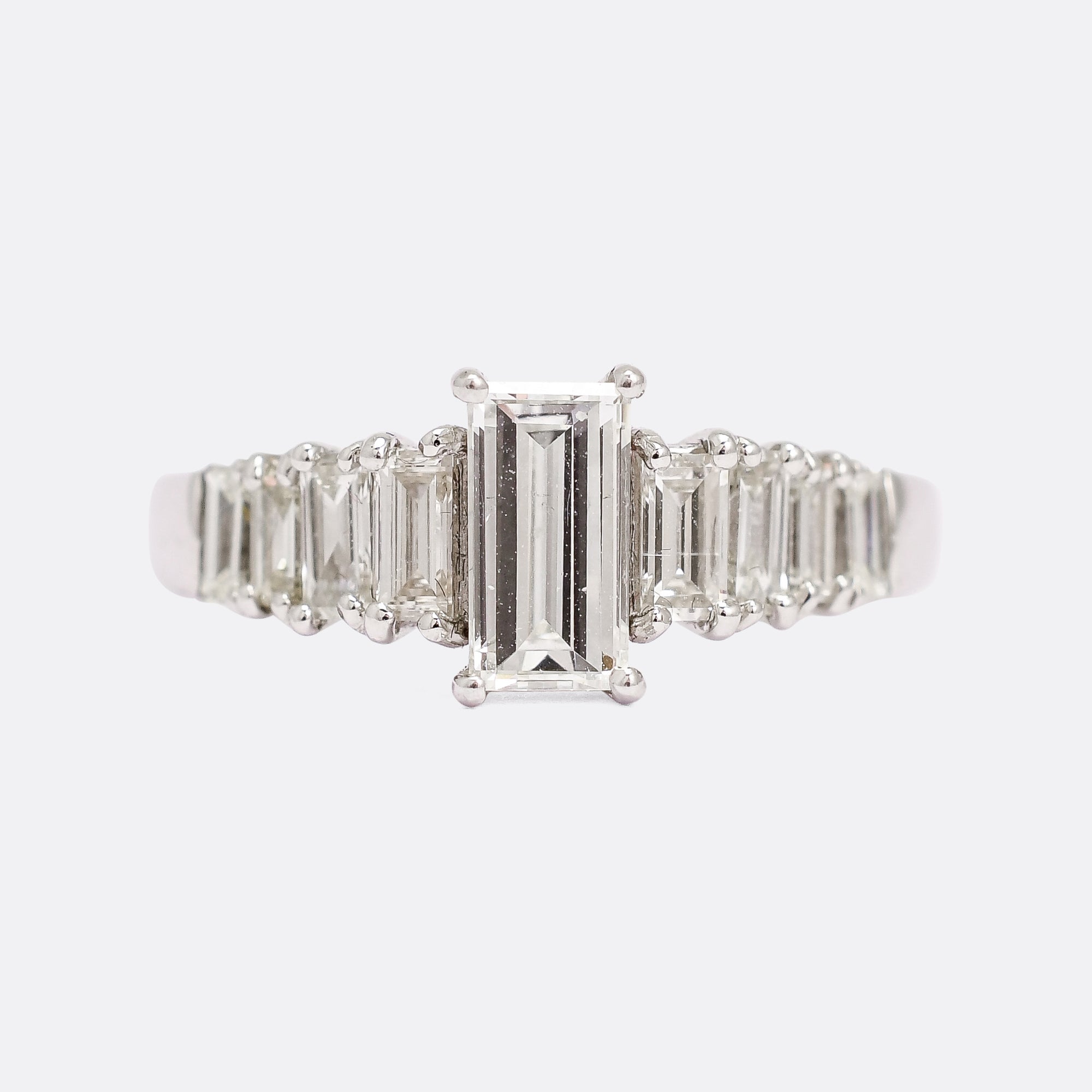 Vintage Baguette Diamond Solitaire Engagement Ring Butter Lane