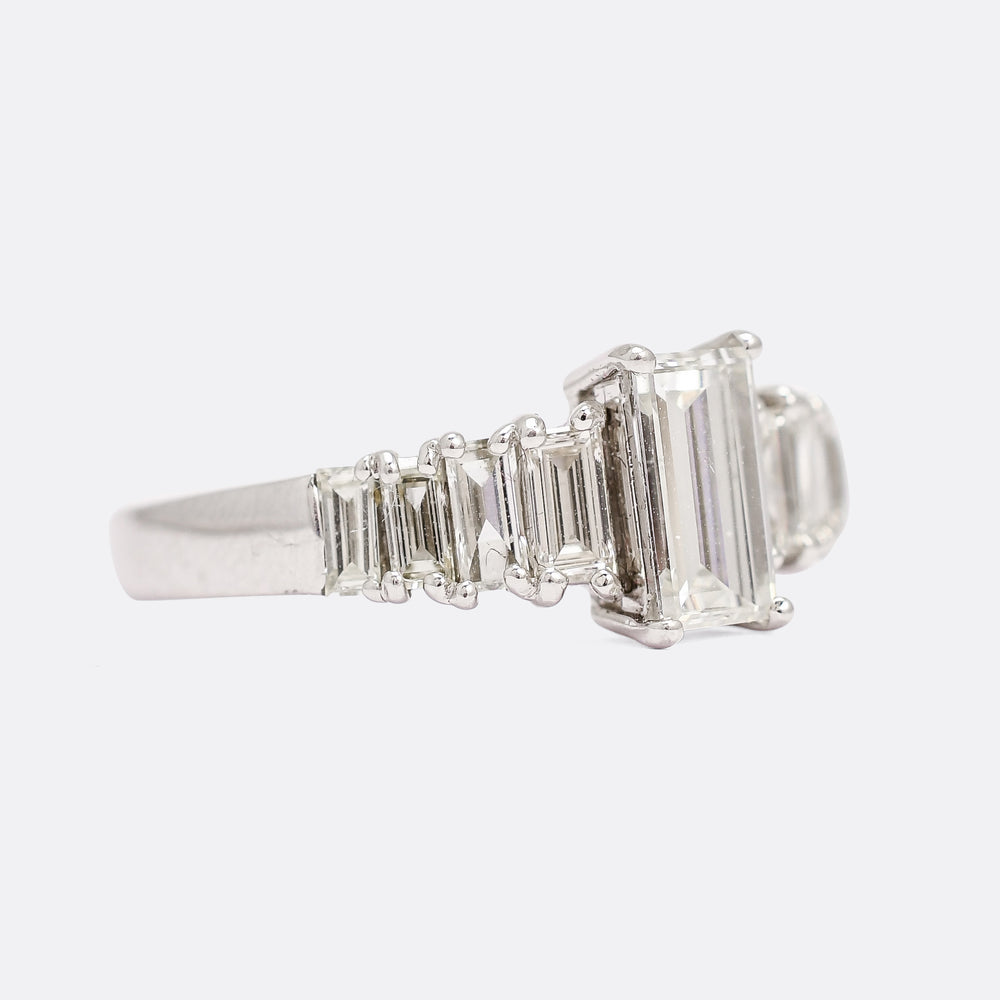 Vintage Baguette Diamond Solitaire Engagement Ring