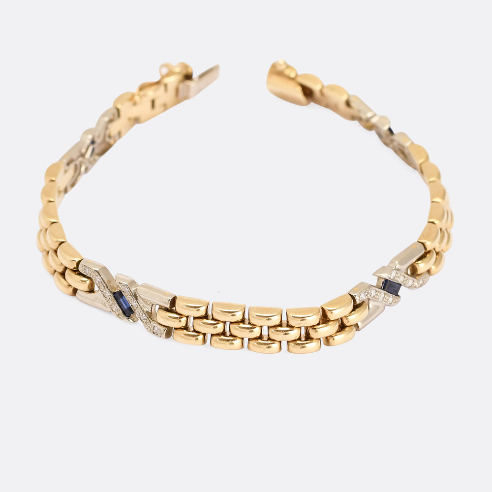 Vintage Bi-Metal Sapphire & Diamond Bracelet