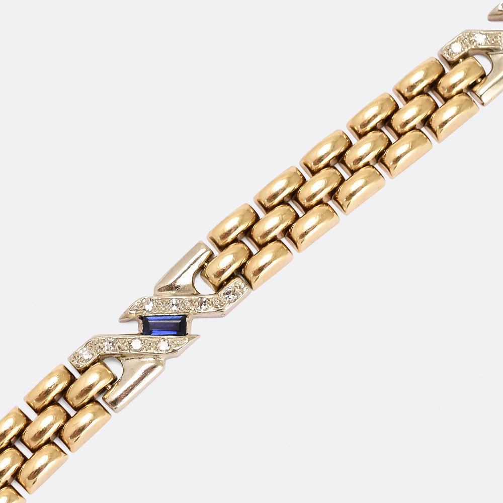 Vintage Bi-Metal Sapphire & Diamond Bracelet