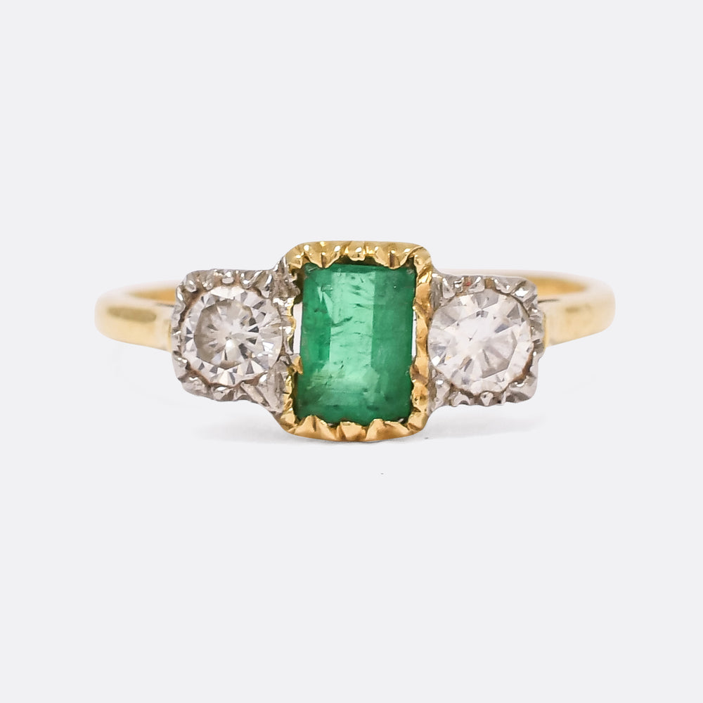 Vintage Emerald & Diamond Trilogy Ring