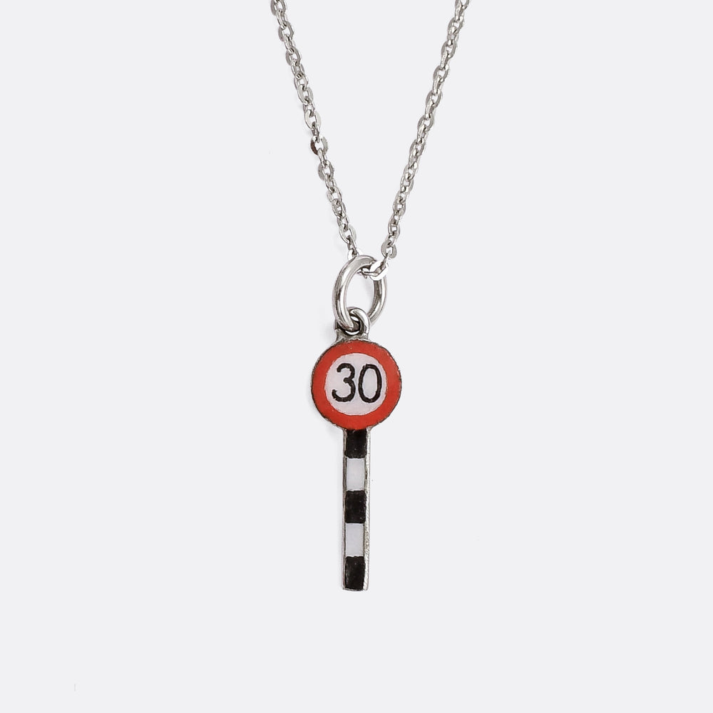 Vintage Enamelled 30mph Speed Sign Charm