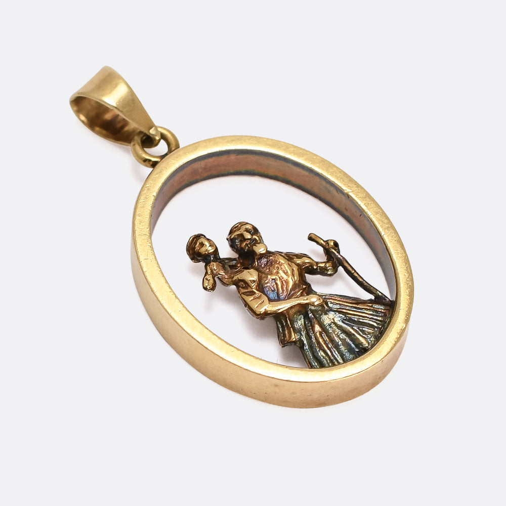 Vintage Figural Saint Christopher Halo Pendant