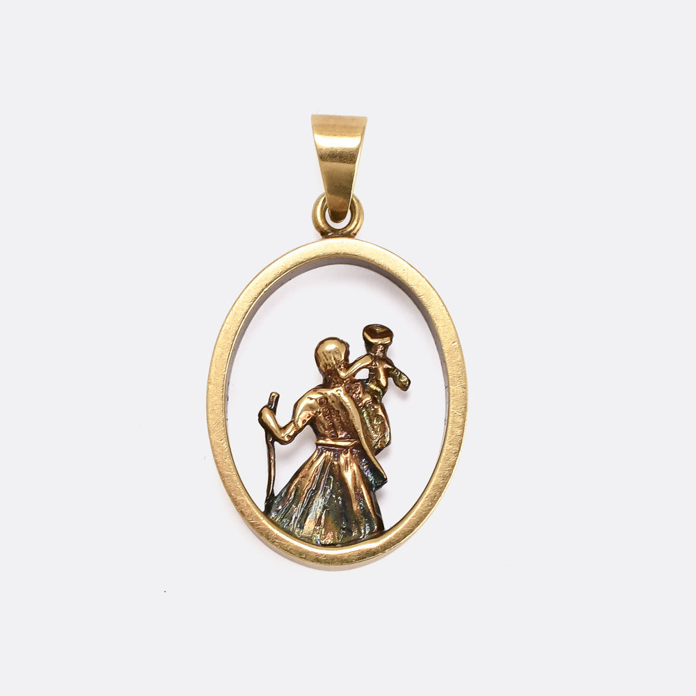 Vintage Figural Saint Christopher Halo Pendant