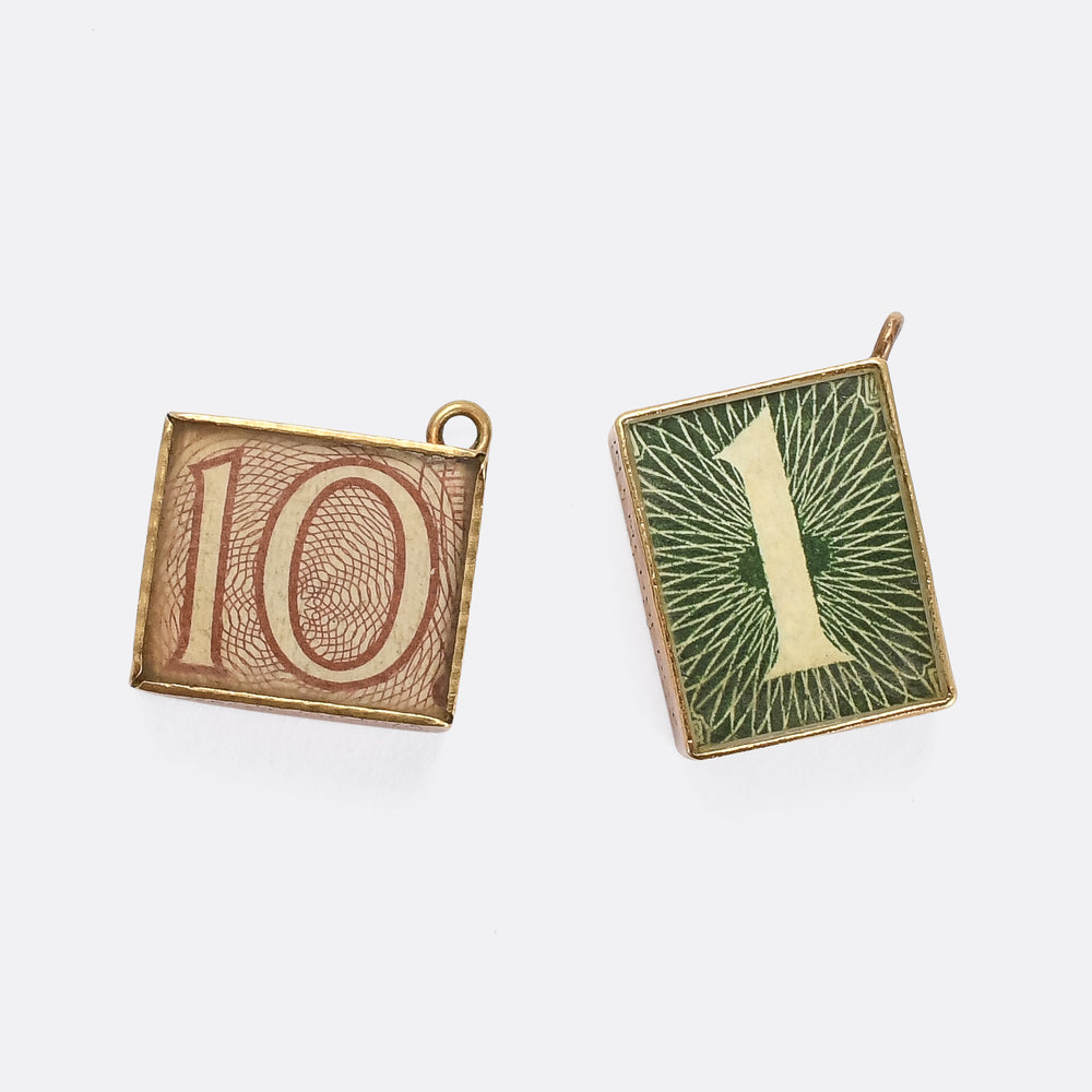 Vintage Gold Break Glass Pound Note Charms
