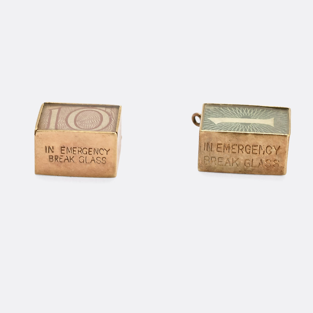 Vintage Gold Break Glass Pound Note Charms