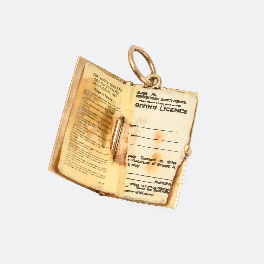 Vintage Gold Driving Licence Charm