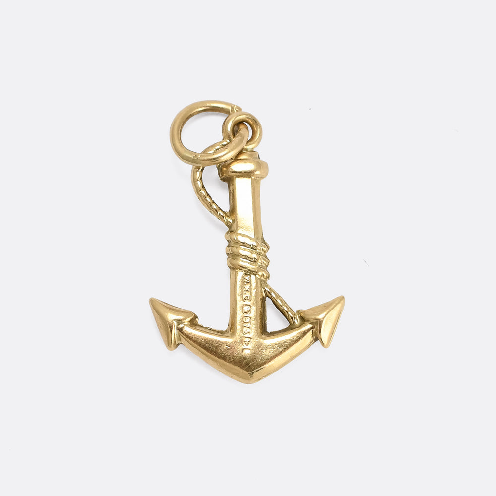 Vintage Gold Fouled Anchor Charm