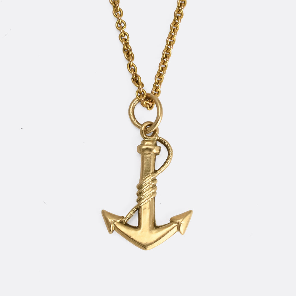 Vintage Gold Fouled Anchor Charm