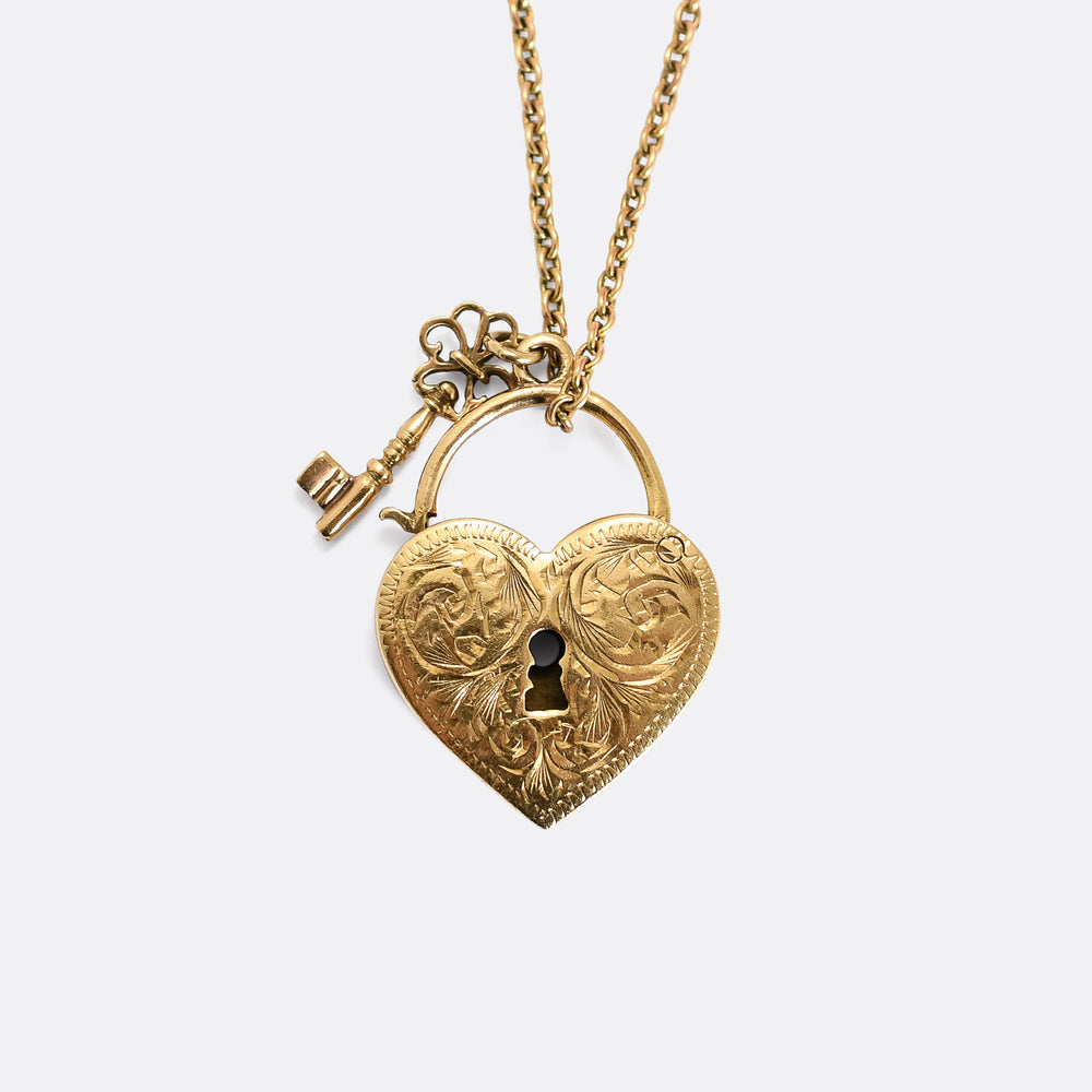 Vintage Gold Key to My Heart Pendant