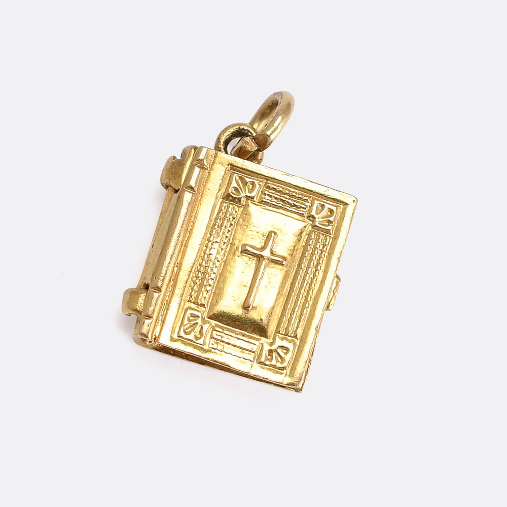 Vintage Gold Lord's Prayer Bible Charm