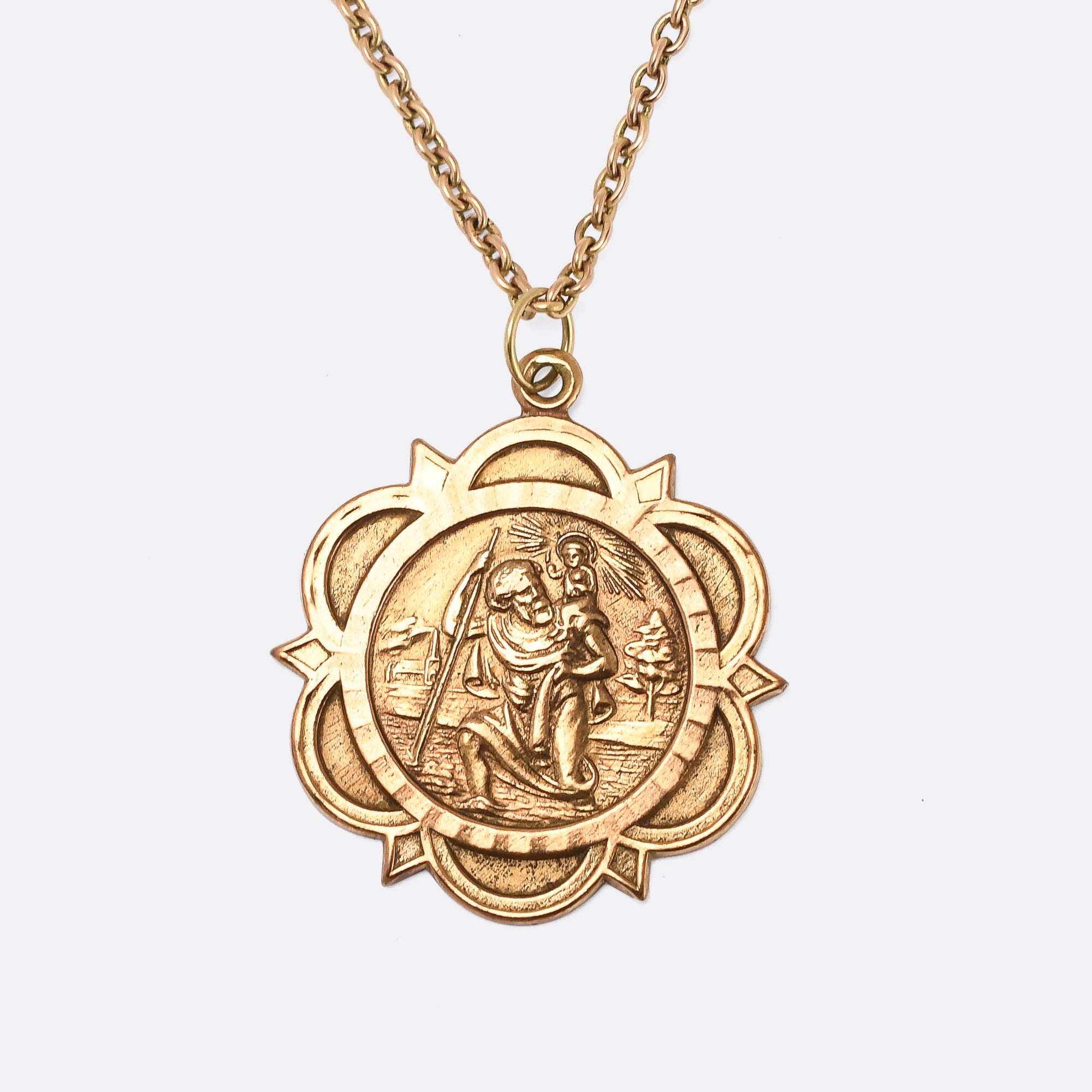 Vintage Gold Saint Christopher Pendant Butter Lane Antiques