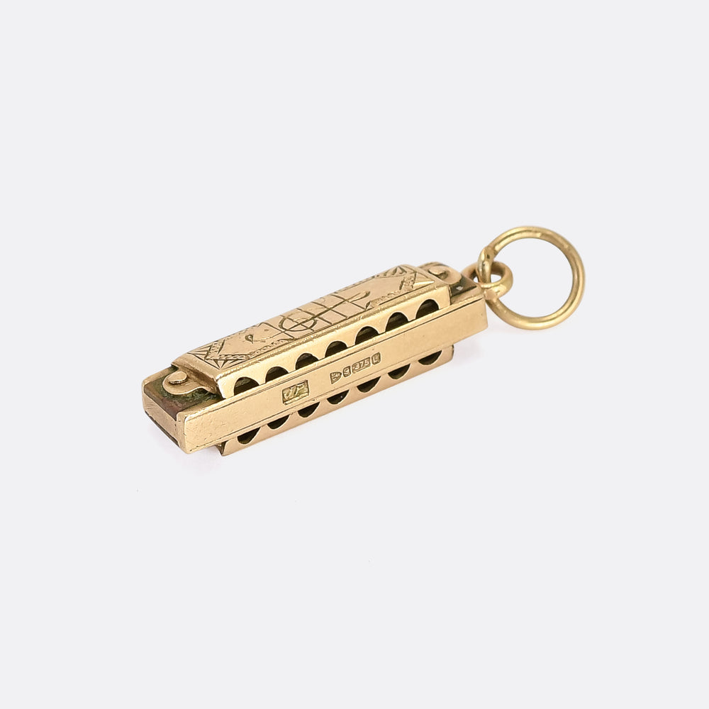 Vintage Gold 'Blues Harp' (Harmonica) Charm