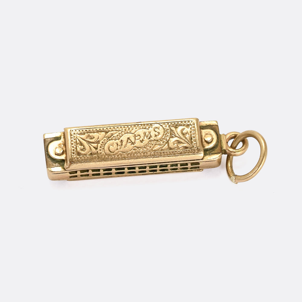 Vintage Gold 'Blues Harp' (Harmonica) Charm