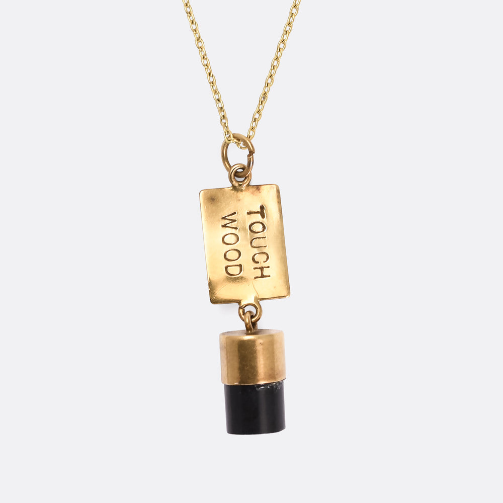Vintage Gold & Ebony Touch Wood Lucky Charm