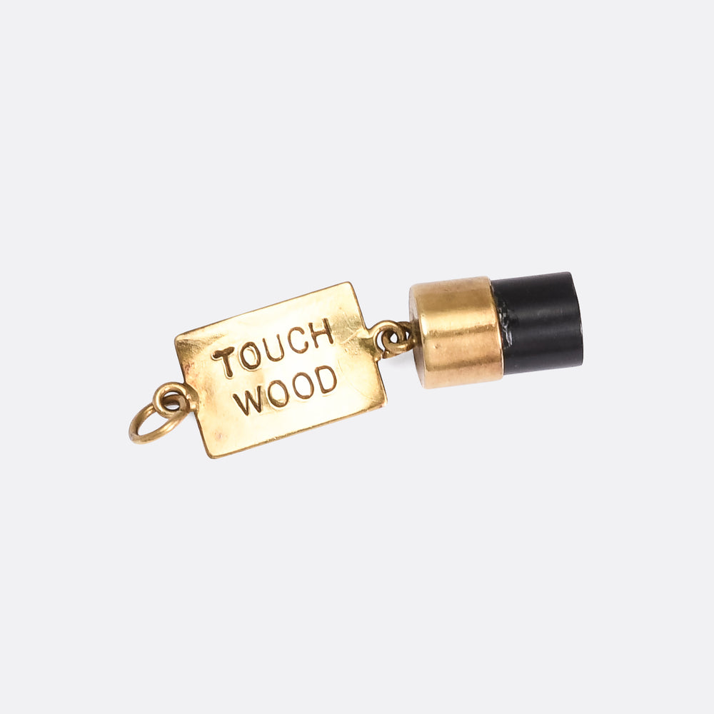 Vintage Gold & Ebony Touch Wood Lucky Charm