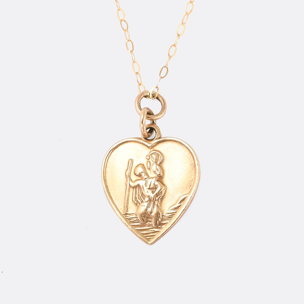 Vintage Heart-Shaped St Christopher Pendant