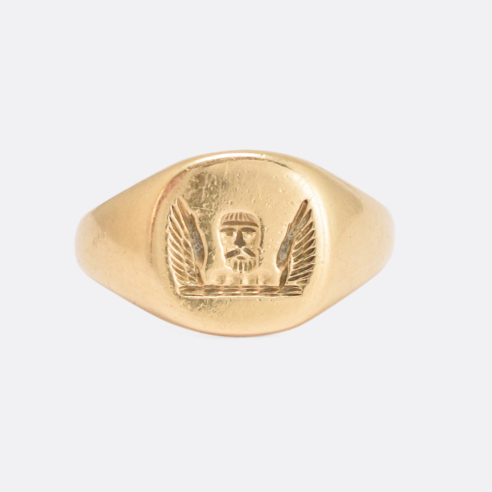 Vintage Heraldic Intaglio Signet Ring