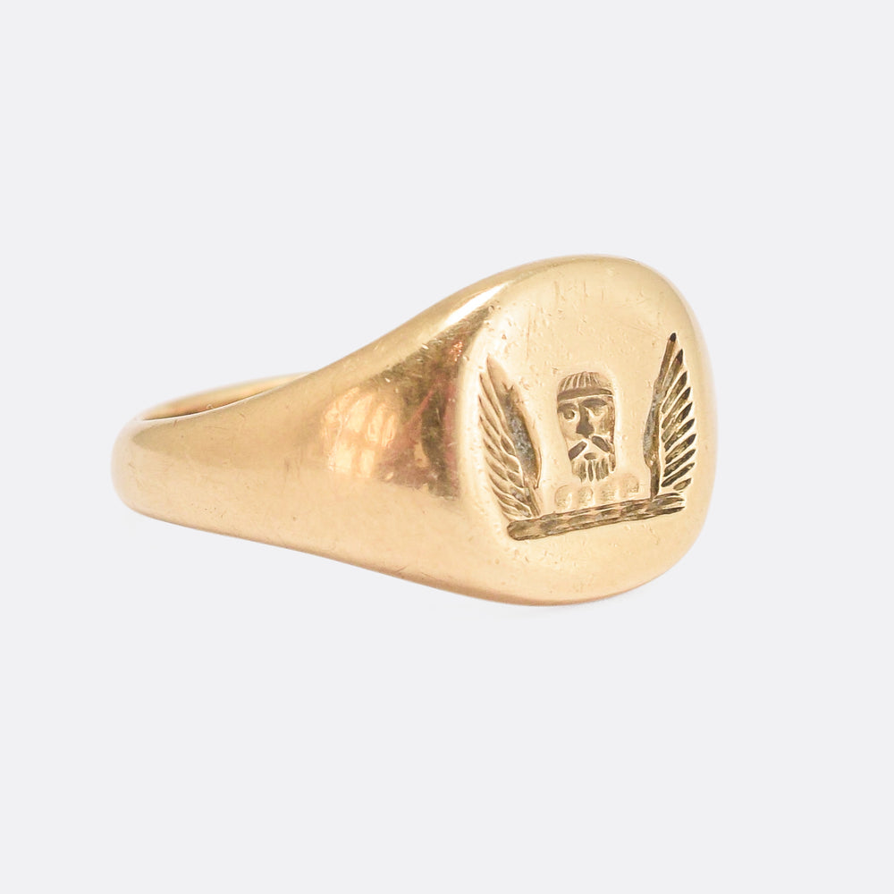 Vintage Heraldic Intaglio Signet Ring