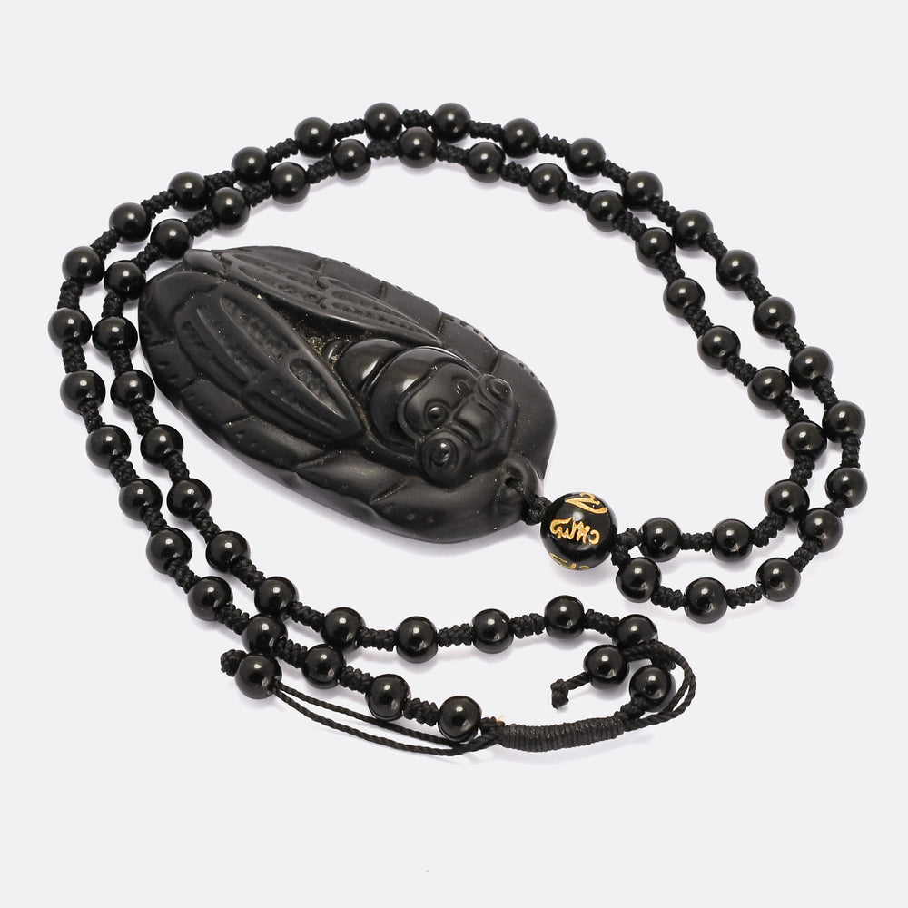 Vintage Oversized Black Cicada Necklace