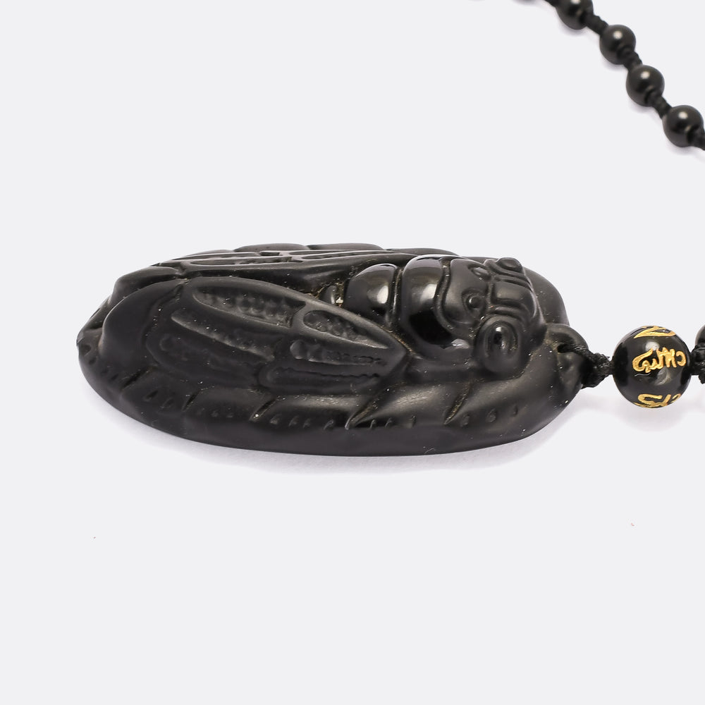 Vintage Oversized Black Cicada Necklace
