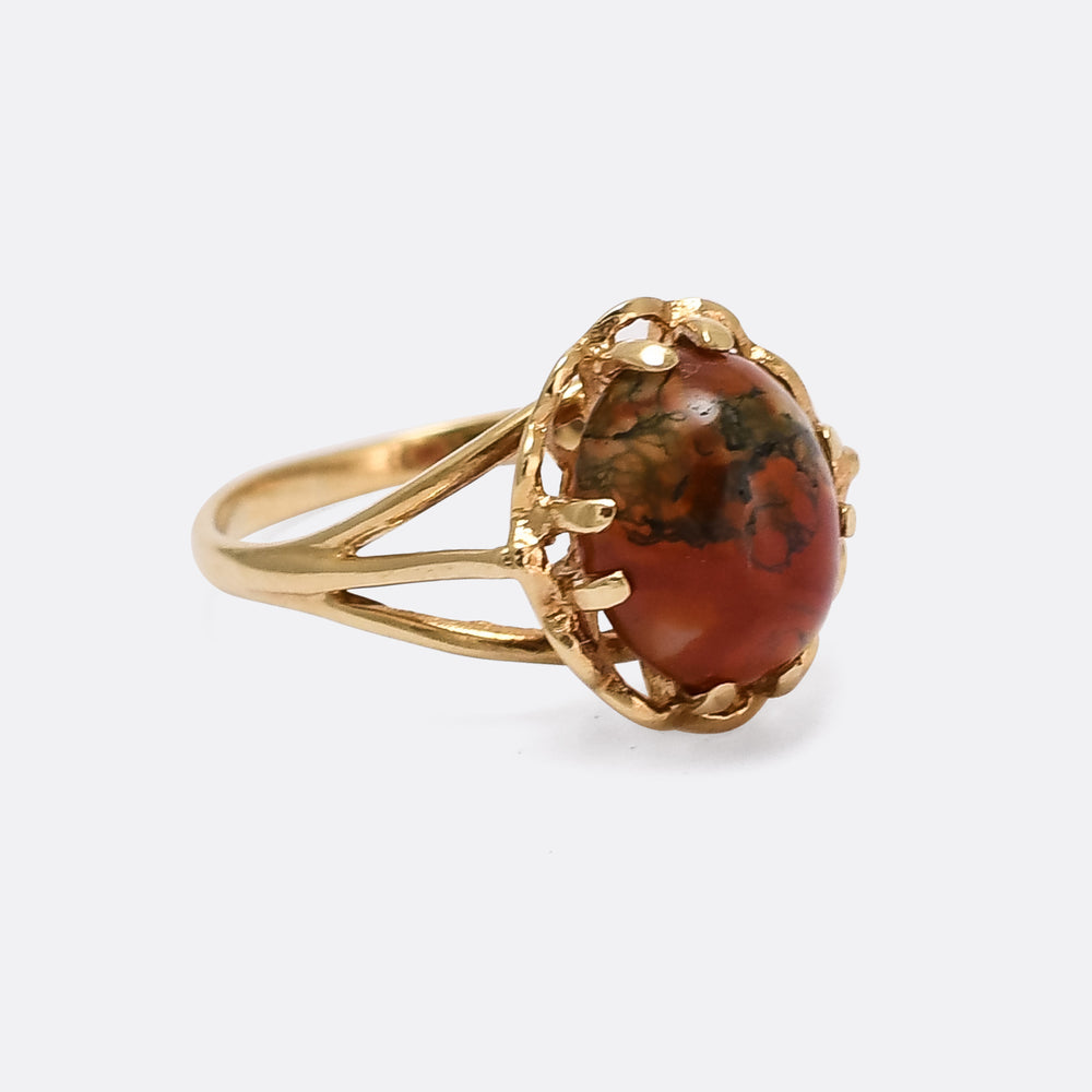 Vintage Red Moss Agate Ring