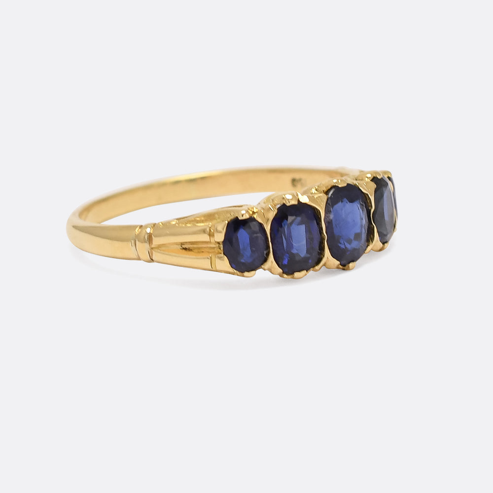 Vintage Sapphire 5-Stone Half Hoop Ring