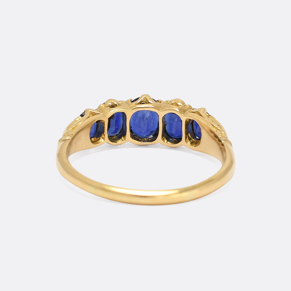 Vintage Sapphire 5-Stone Half Hoop Ring