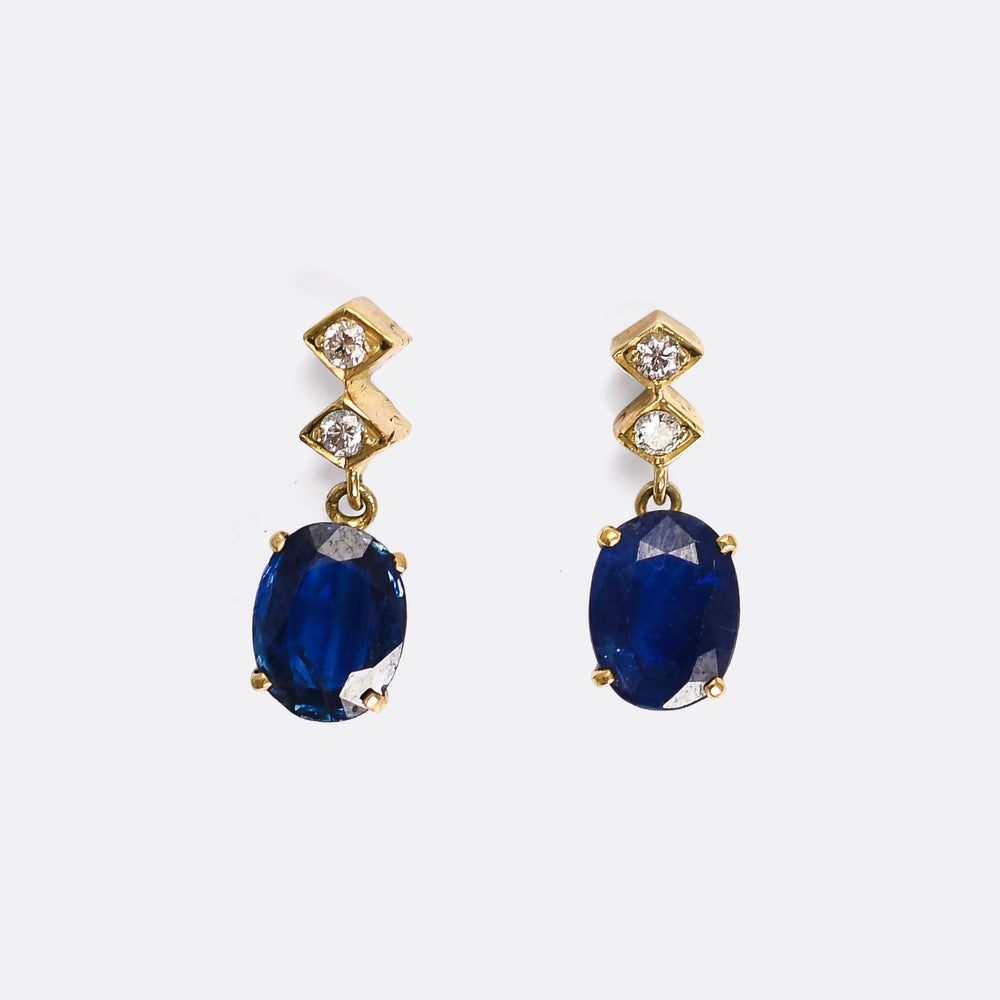 Vintage Sapphire & Diamond Earrings