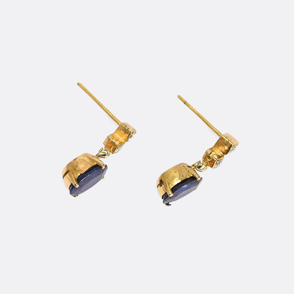 Vintage Sapphire & Diamond Earrings