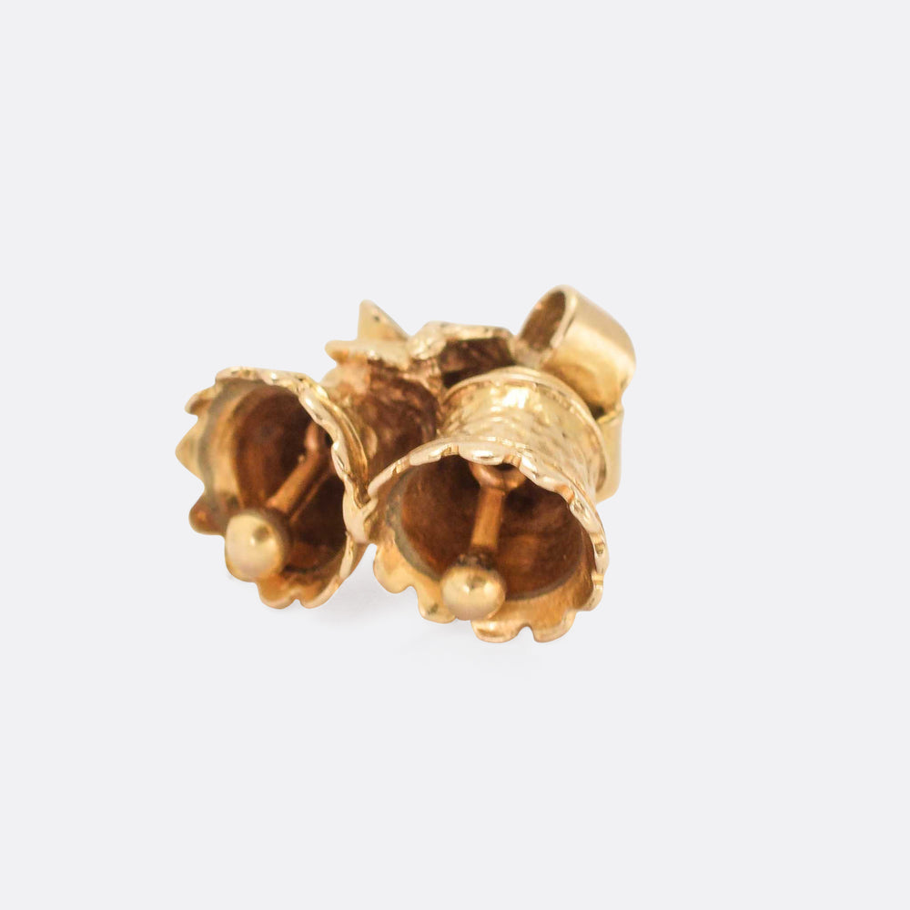 Vintage Gold Bells & Bow Charm Pendant