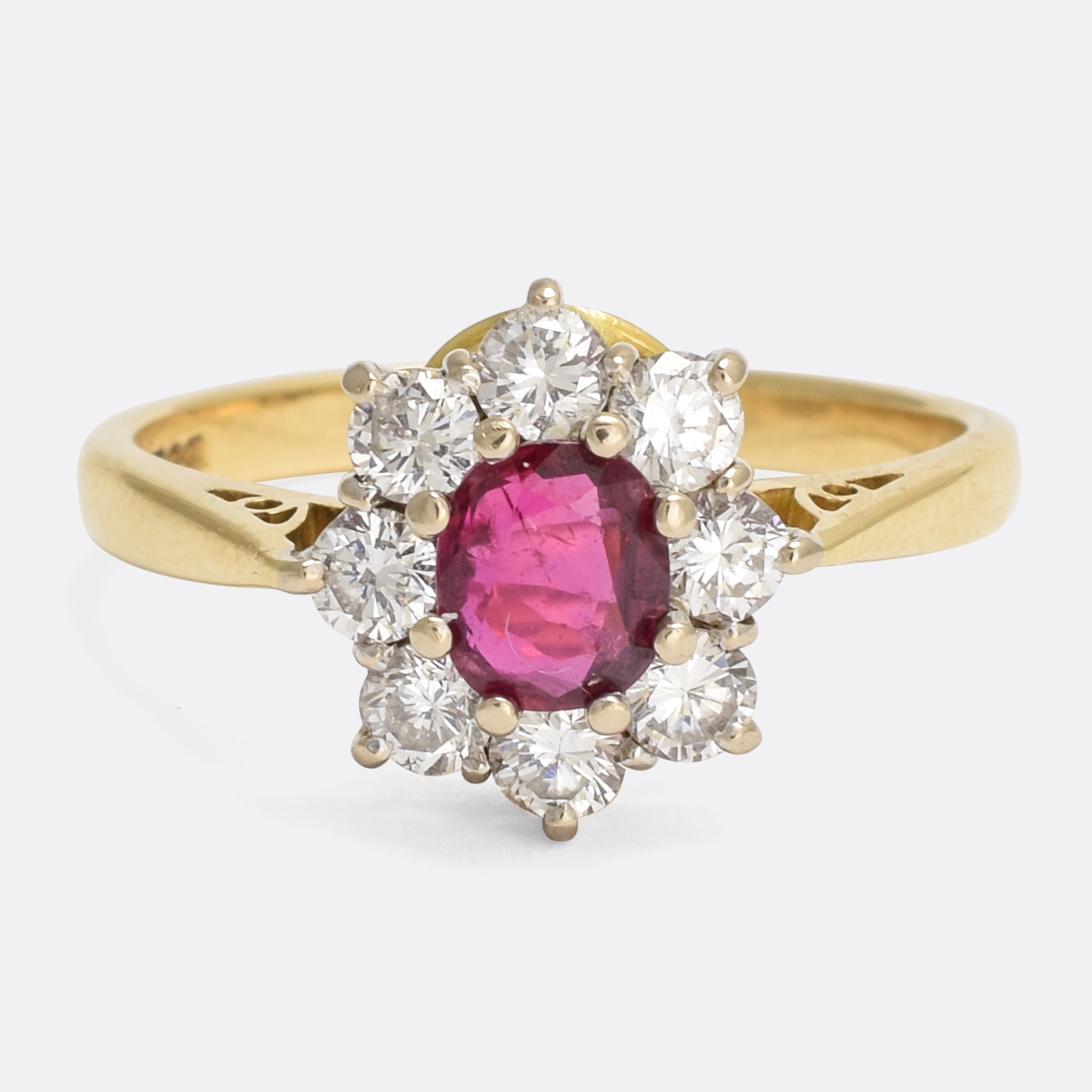 Vintage Ruby Diamond Cluster Ring Butter Lane Antiques