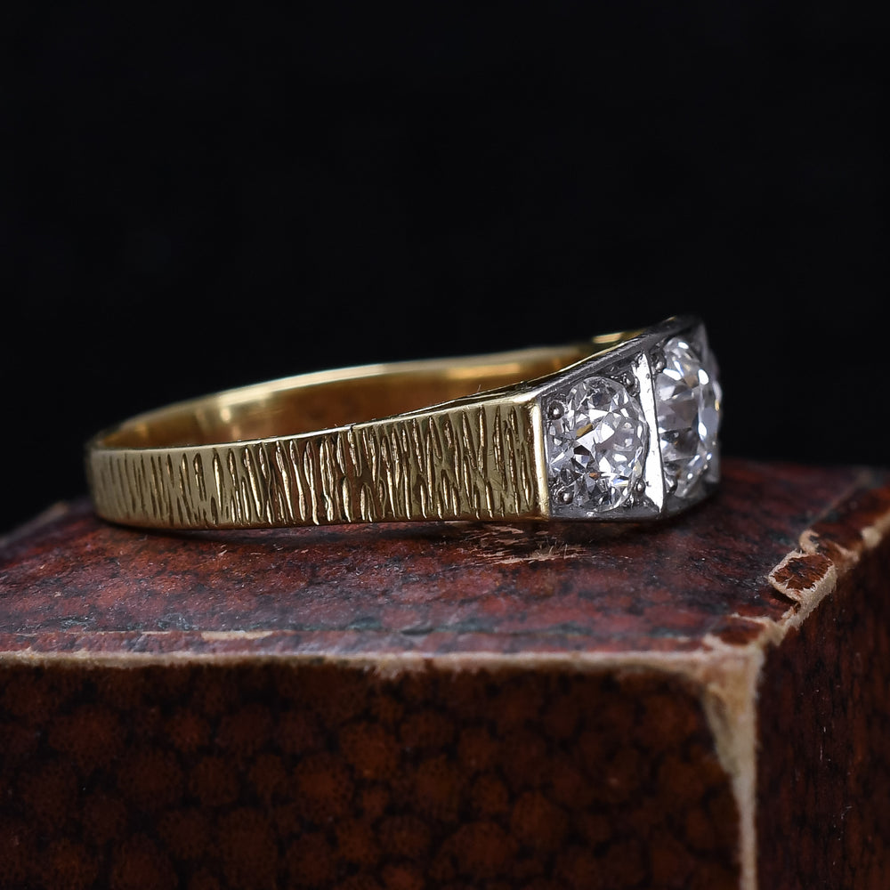 Mid-Century 2 Carat Old Cut Diamond Trilogy Ring