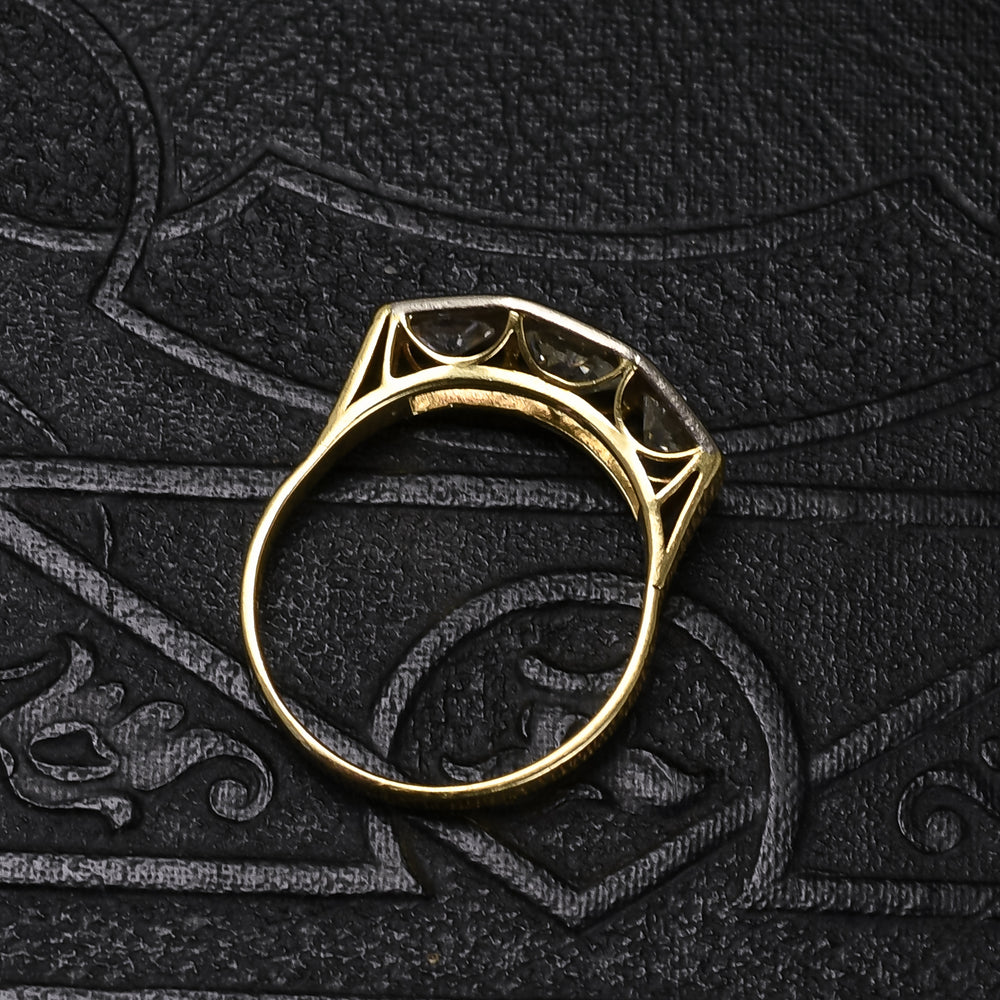 Mid-Century 2 Carat Old Cut Diamond Trilogy Ring
